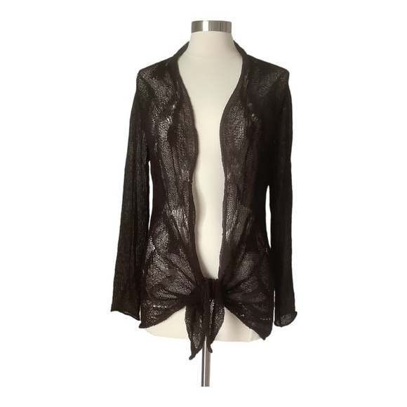 Eileen Fisher Linen Blend Lace Open Front Draped Cardigan MSRP$168 - Picture 5 of 15